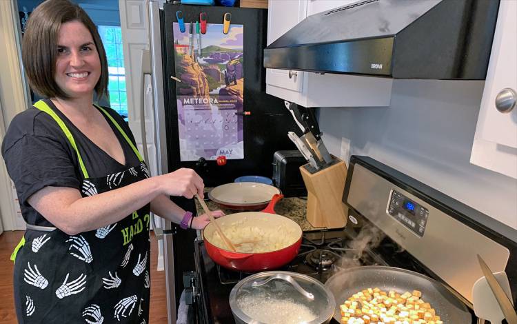 Lindsay Gordon-Faranda cooks vegetable curry. Photo courtesy of Lindsay Gordon-Faranda.