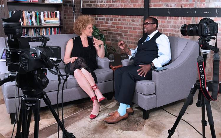 Mark Anthony Neal on the set of his podcast, Left of Black. 