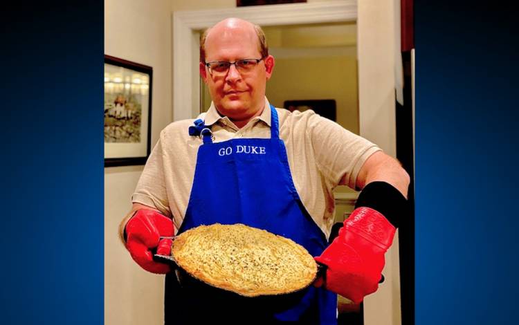 Matt Cloues shows off his homemade shepherd's pie. Photo courtesy of Matt Cloues.