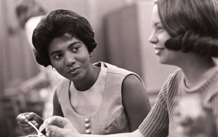 The Sociology-Psychology Building on West Campus is now named after Wilhelmina Reuben-Cooke, left, pictured as a Duke undergraduate. Photo courtesy of Duke University Archives.