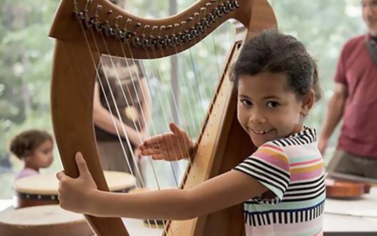 A child enjoying Free Family Day at the Nasher Museum.