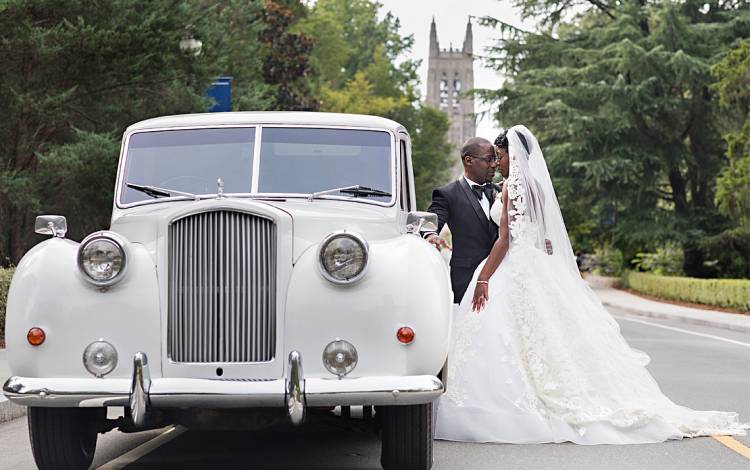 Omobonike Oloruntoba, right, a gastroenterologist at Duke Hospital, married Darrell Sanders at Duke Chapel. Photo courtesy of Omobonike Oloruntoba. 