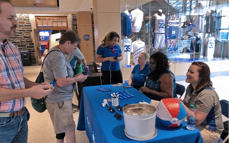Staff members from Duke Central HR Recruiting and Duke Nurse recruiting greeted visitors and athletes at Wednesday's Valor Games Southeast. Photo by Stephen Schramm.