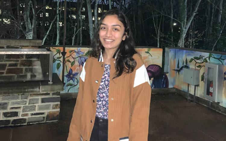 Riddhi Ranjithkumar on Duke's campus during the fall semester. Photo courtesy of Riddhi Ranjithkumar.