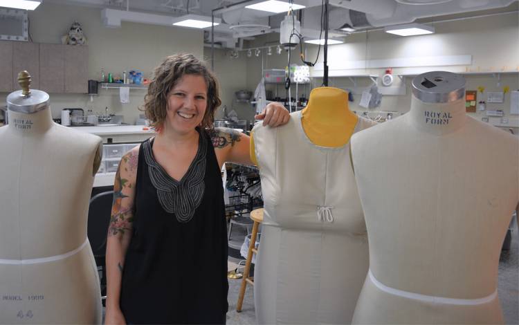 Erin West, assistant manager of the Costume Shop, purchases, rents or builds costumes for two shows during the academic year. Photo by Jonathan Black.