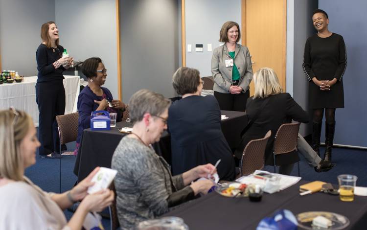 WeLEAD, a Duke Health affinity group that connects women executives, meets for a self-care event at Duke Integrative Medicine. 