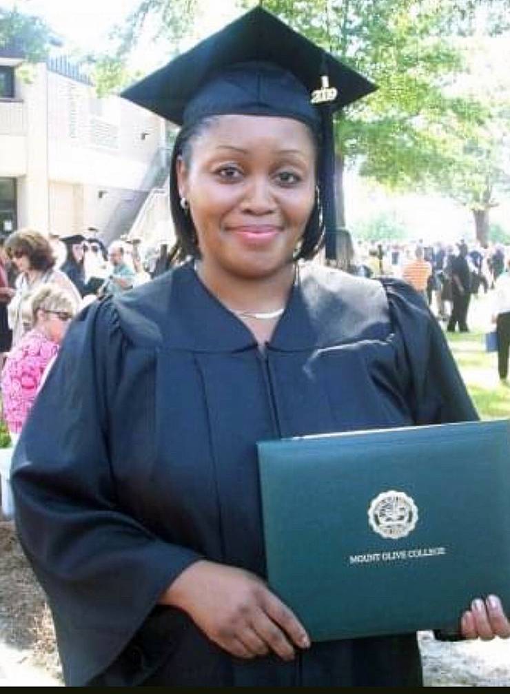 Tonia Covington attends her graduation ceremony from the University of Mount Olive in 2009. Photo courtesy of Tonia Covington.