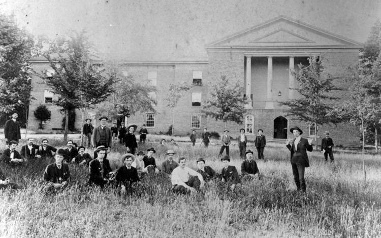 This 1891 photo shows the student body of Trinity College on its original campus in Randolph County. Photo courtesy of Duke University Archives. This 1891 photo shows the student body of Trinity College on its original campus in Randolph County. Photo courtesy of Duke University Archives.