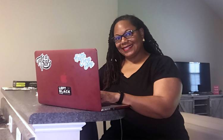 Tyra Dixon helps the African & African American Studies department from her home in Durham. Photo courtesy of Tyra Dixon.