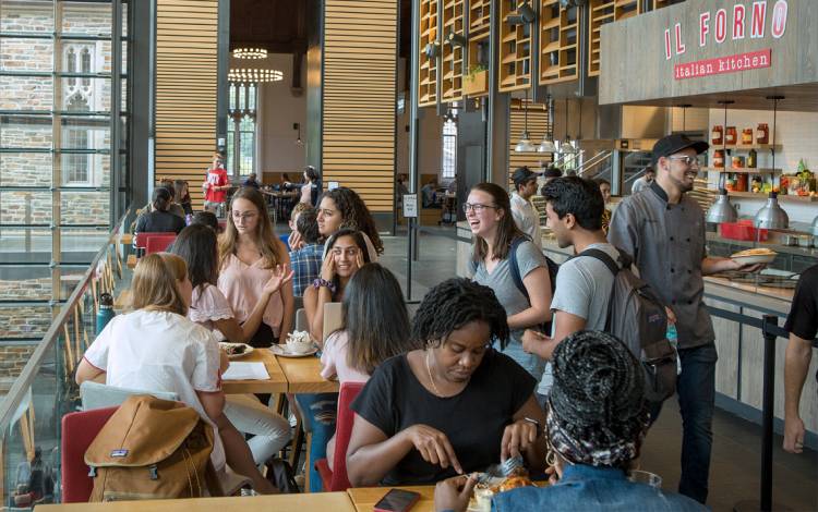 Students dining at the Brodhead Center.