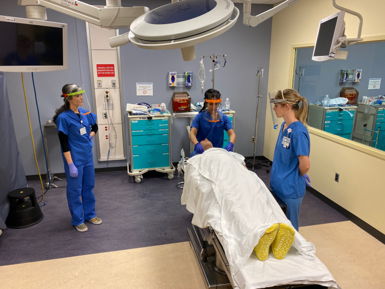 Nurses testing prototypes in a simulation lab Nurses testing prototypes in Duke University School of Nursing’s Health Innovation Lab led by Professor Ryan Shaw