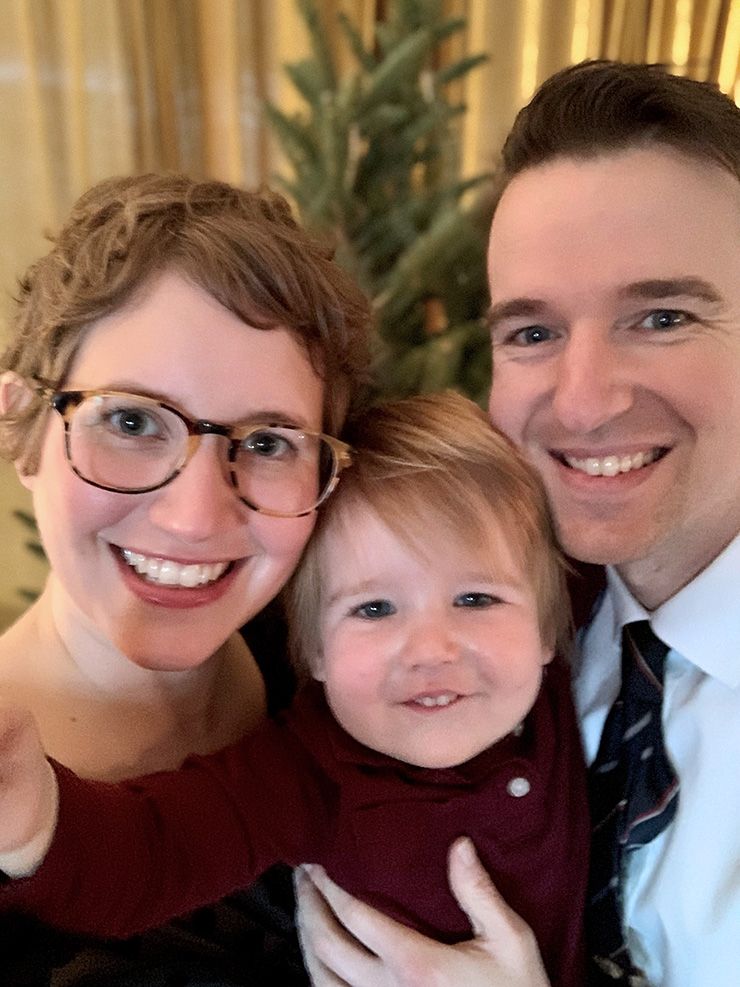 Virginia Martin, with her 2-year-old son, Ray, and her husband Carson, celebrated the holidays in simple fashion as a family. Photo courtesy of Virginia Martin. 
