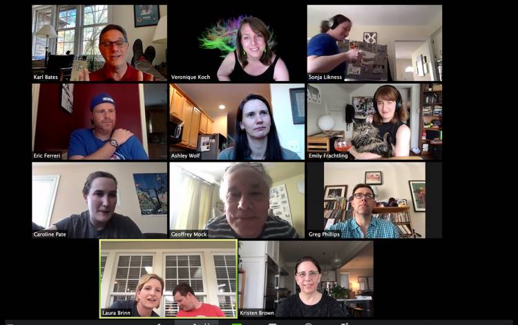 University Communications staff members moved their Friday social to Zoom. Photo courtesy of University Communications. 