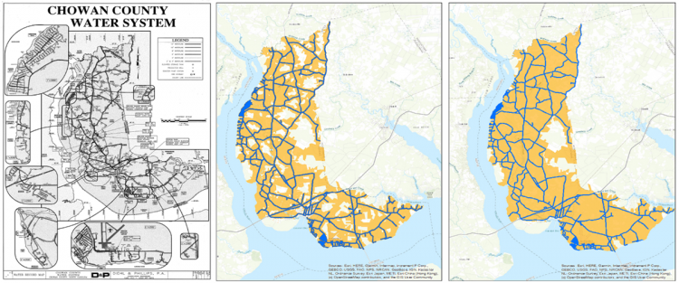 Example of water system map digitization process