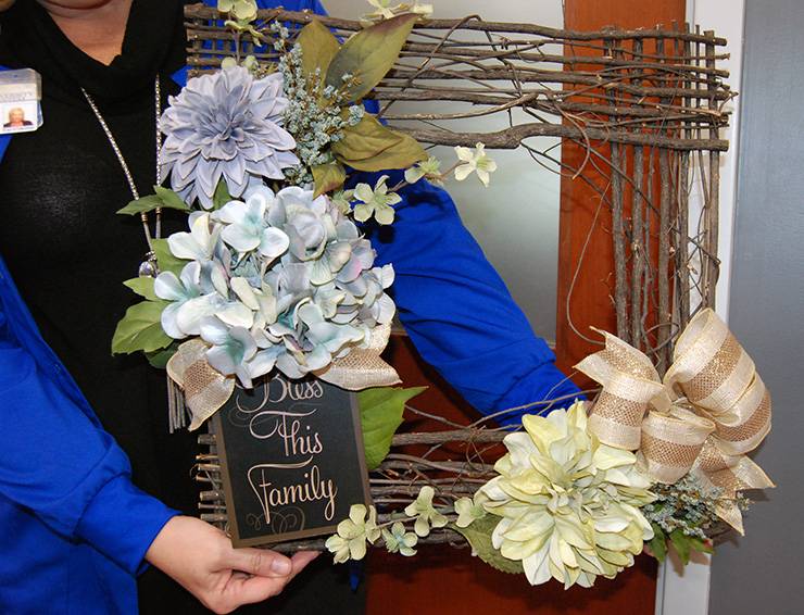 In her spare time, Mary Beth Fry creates beautiful decorative wreaths. Photo by Stephen Schramm.