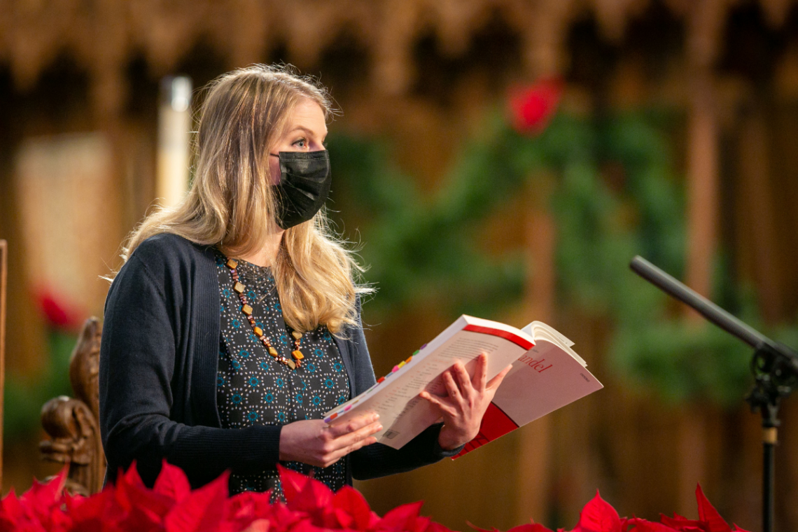 A soloist performs a part of 'The Messiah' during rehearsal on Saturday.