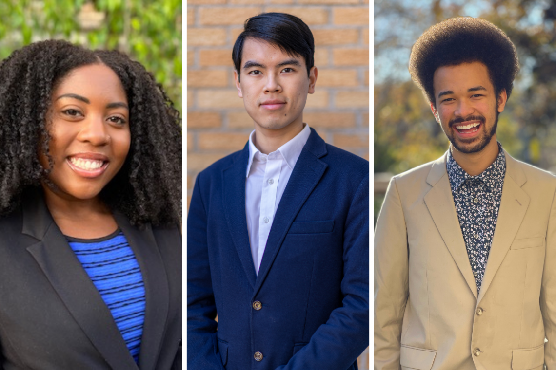 Faculty Scholars for 2020: Ce'Ondra Ellison, Xiaochen Du and Jamal Burns. 