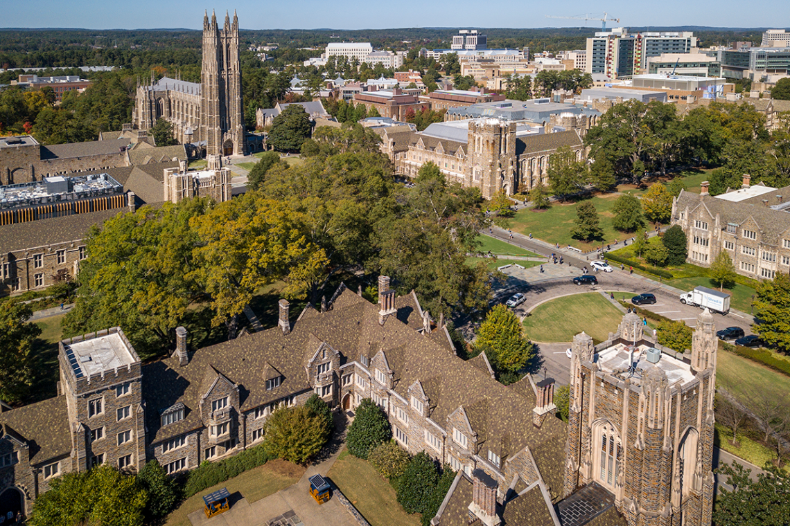 aerial of Duke west campus