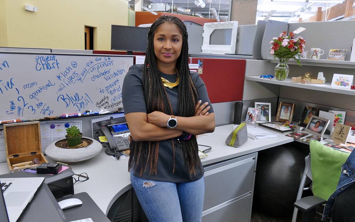 Angie Jones is the product manager of “Sponsored Accounts,” an online tool used across Duke for creating and managing Duke guest accounts. Photo by Mykia Williams.