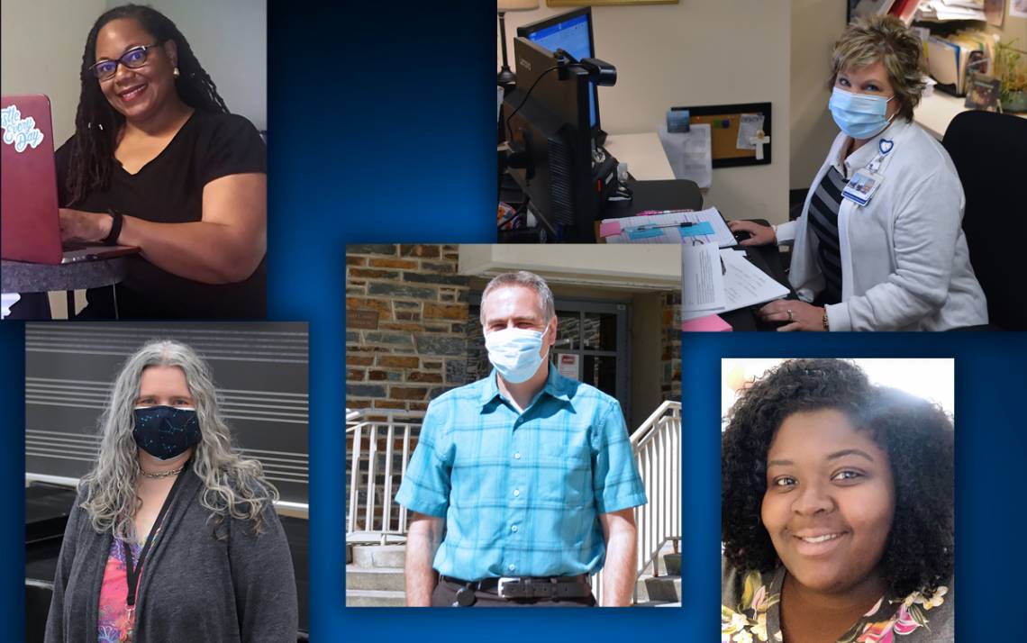 Top row, left to right: Tyra Dixon and Elizabeth Norwood. Bottom row, left to right: Brandi Melvin-Scammell, Eric Maier and Anyssa Queen.