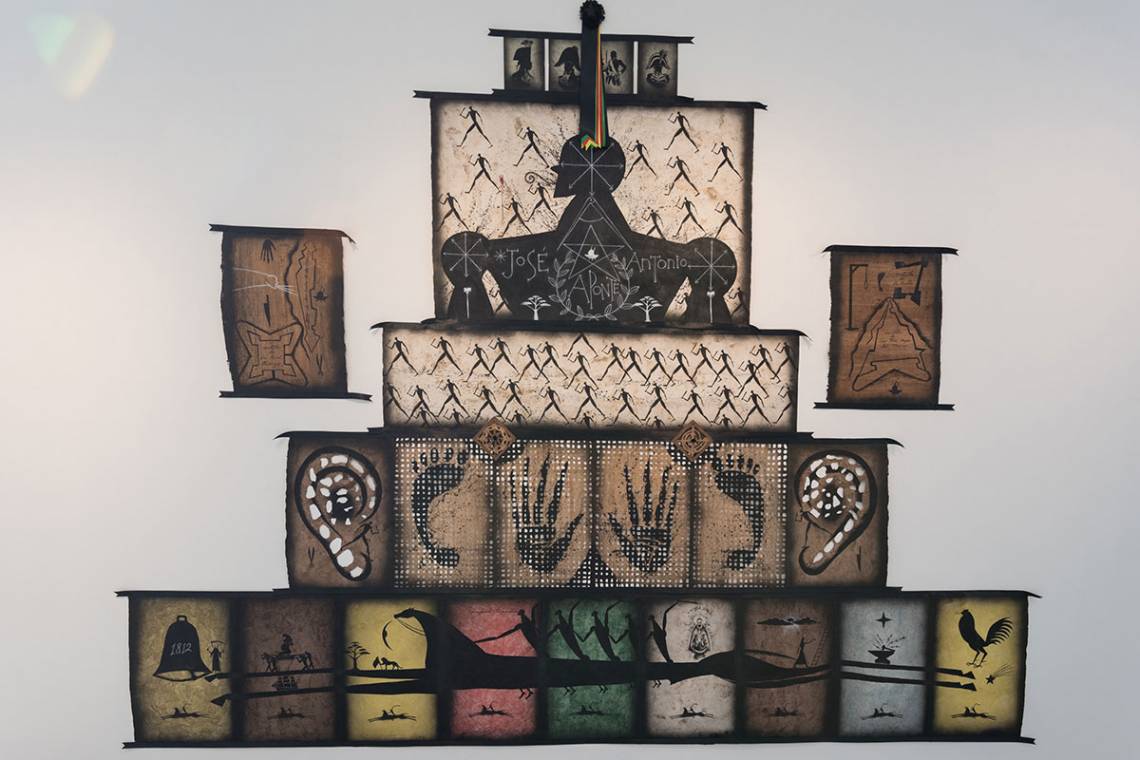 Júbilo de Aponte, 2017, mixed media on mixed papers, 106 x 143 inches. (courtesy of the artist)