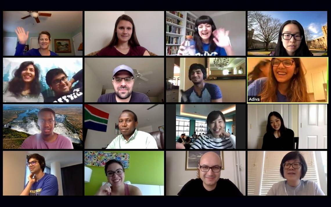 Duke International House staff, students and alumni enjoy a virtual brunch together. Photo courtesy of Duke International House.