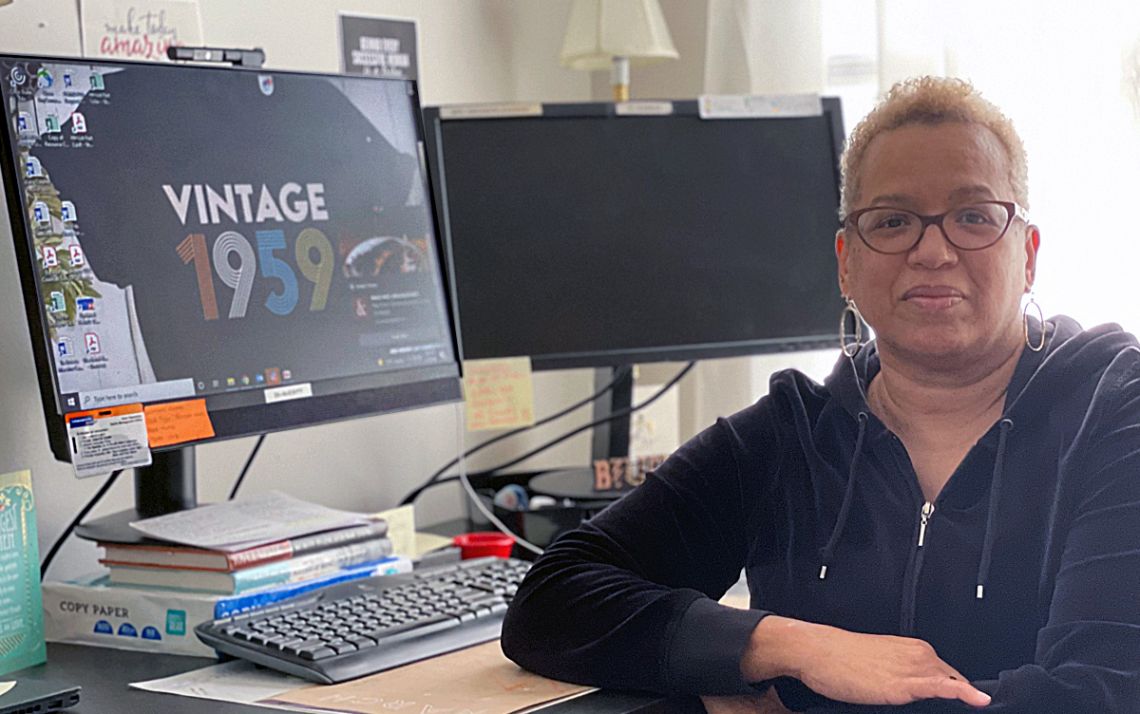 Duke Health Population Health Resource Associate Carmen Daniels-Bynum has everything she needs in her home workspace. Photo courtesy of Carmen Daniels-Bynum.