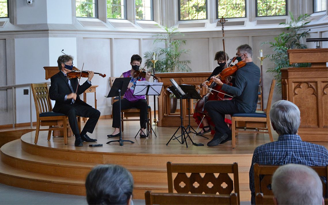 The Ciompi Quartet performs in Goodson Chapel during a recent lunchtime concert. Photo by Stephen Schramm.