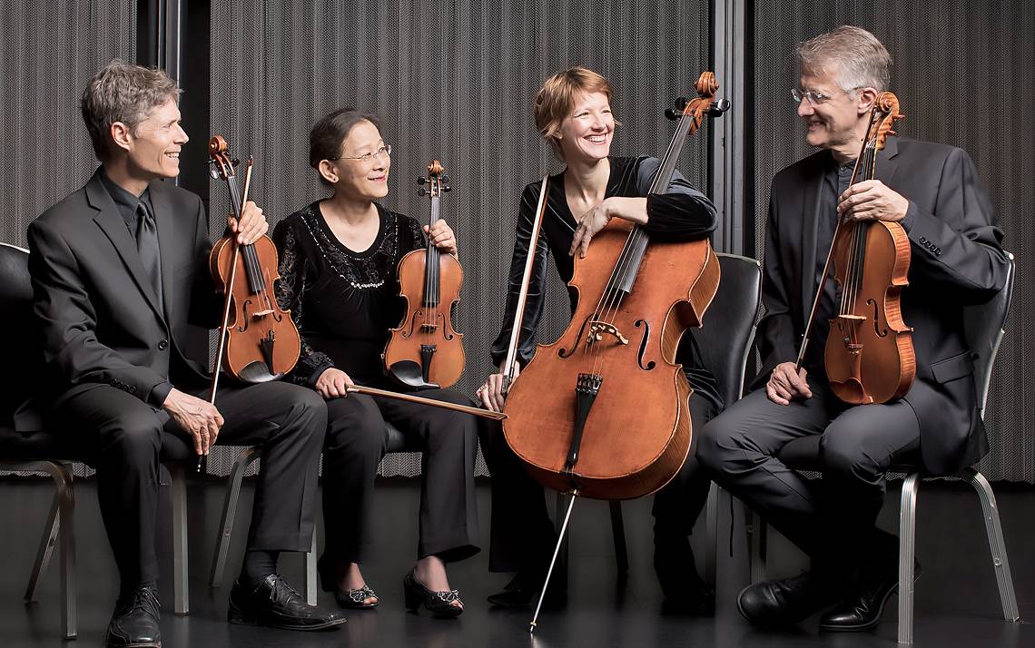Ciompi Quartet members, from left to right, Eric Pritchard, Hsiao-Mei Ku, Caroline Stinson and Jonathan Bagg, serve as musical ambassadors for Duke. Photo courtesy of Ciompi Quartet.