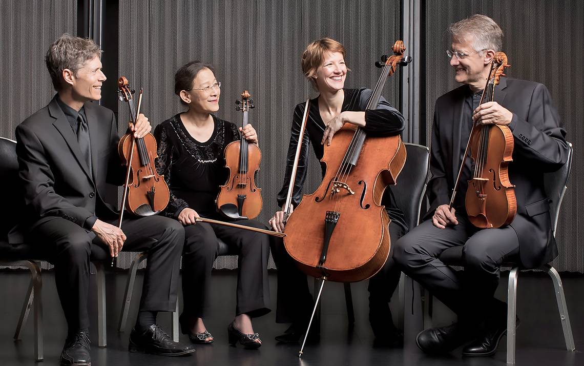 Ciompi Quartet members, from left to right, Eric Pritchard, Hsiao-Mei Ku, Caroline Stinson and Jonathan Bagg, serve as musical ambassadors for Duke. Photo courtesy of Ciompi Quartet. 