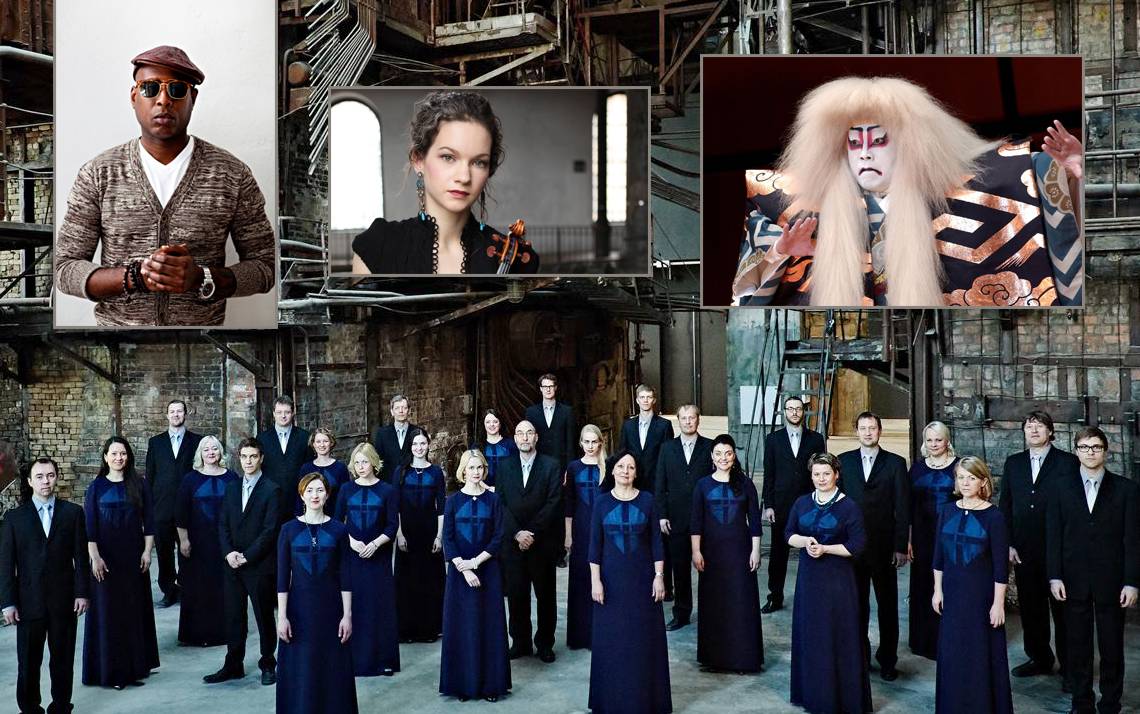 Shows remaining in Duke Performances' 2016-17 season include the Estonian Philharmonic Chamber Choir, Talib Kweli, Hilary Hahn and the Geimaru-Za Nihon Buyo Troupe. Photos courtesy of Duke Performances