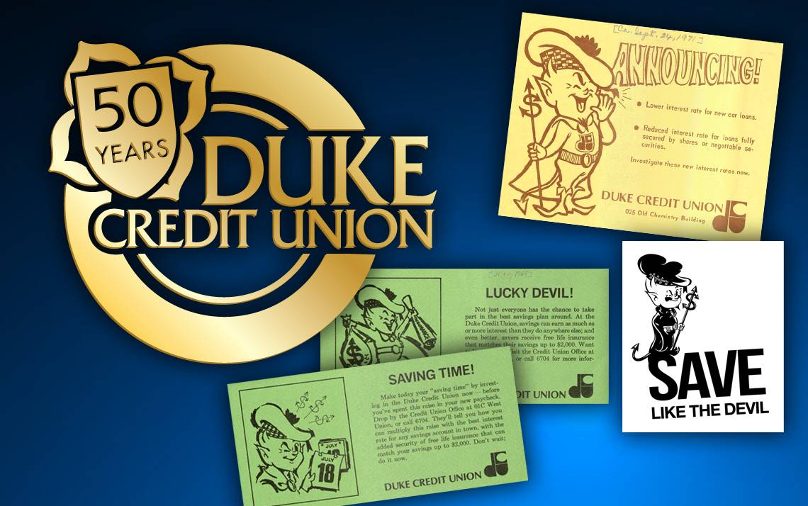 Various Duke Credit Union ads from its 50-year history.