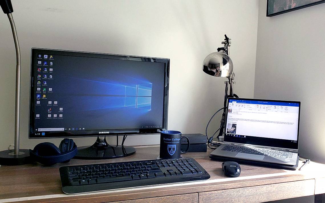 Desk and computer of Duke Economics' Francesco Bianchi.