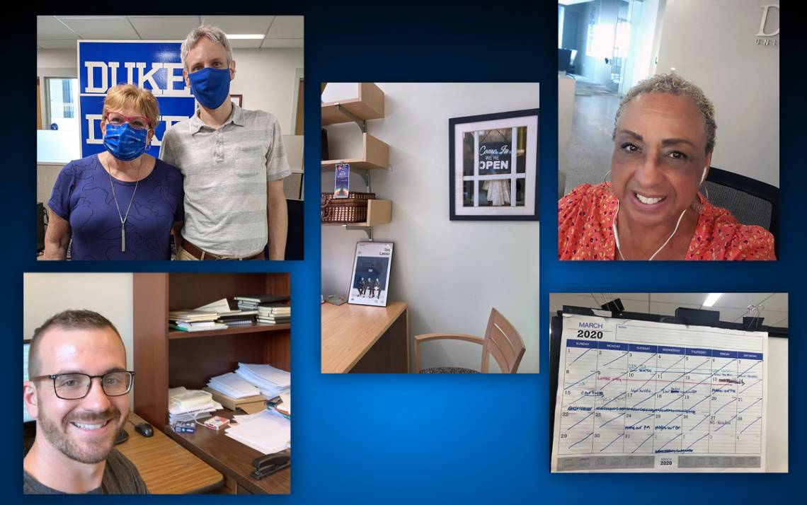 Clockwise from top left: Bety Irvin and Mark Wienants, Suzanne Valdivia's office, Mercedes Bowman, and untouched calendar, and Spencer Leslie. Submitted photos.