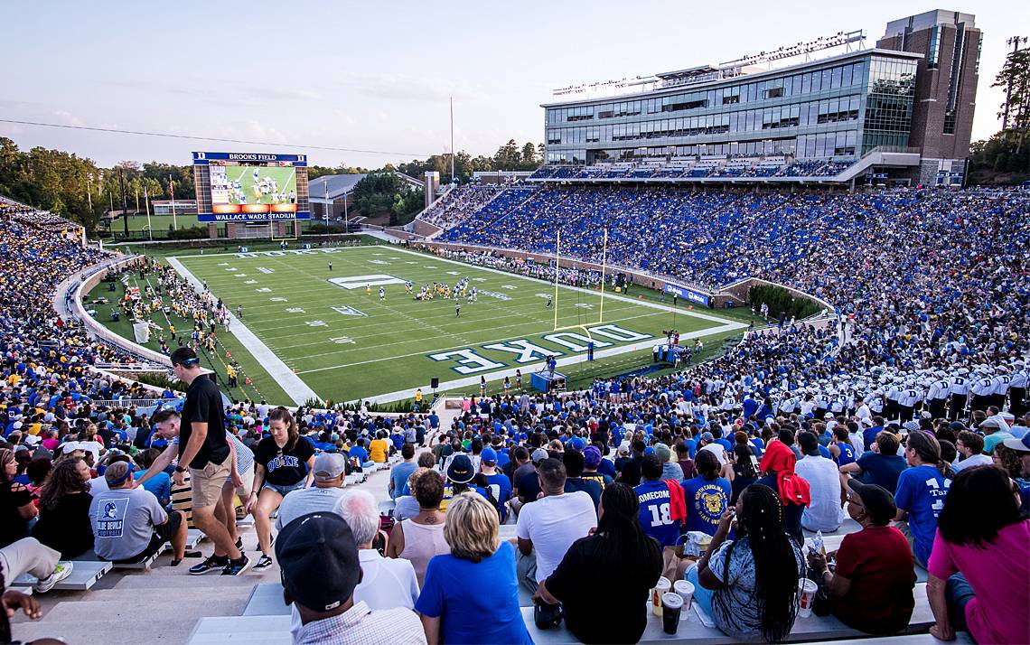Fans fill Brooks Field at Wallace Wade Stadium for the Blue Devils victory against North Carolina A&T on September 7. Photo courtesy of Duke Athletics.