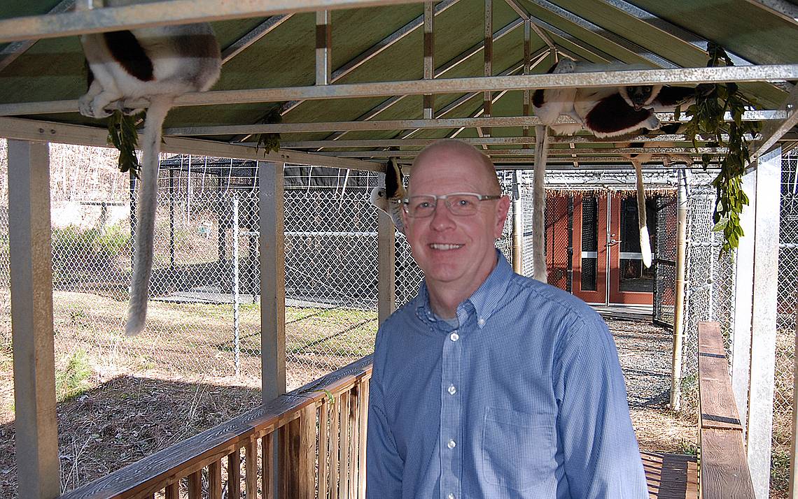 Duke Lemur Center Executive Director Greg Dye had a long career working with animals before joining the Duke staff 11 years ago. Photo by Stephen Schramm.