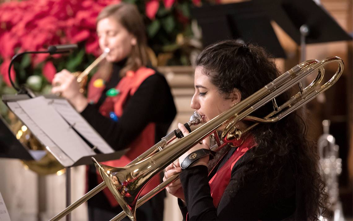 A performer with the Durham Medical Orchestra plays in last year's Employee Holiday Concert. Photo courtesy of University Communications.