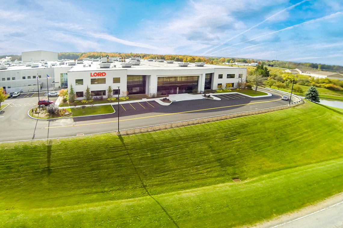 Pictured is the LORD Corporation's plant in Erie, Pa., where the company was founded.