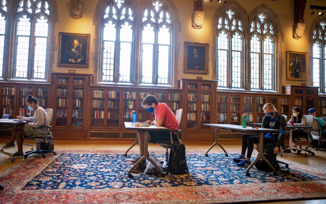 Students work in the Rubenstein Rare Book & Manuscript Library's Gothic Reading Room. Photo courtesy of University Communications.