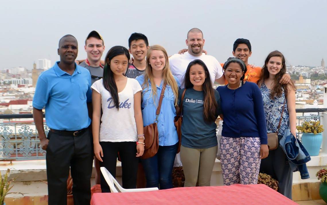 Mbaye Lo, on the left, in Morocco with Duke students. Photo courtesy of Mbaye Lo