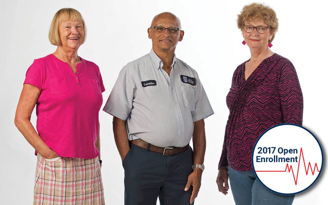 From left, Duke employees Deb McCallum, Leon Nelson and Kay Webb share stories about how Duke medical benefits have helped them manage conditions and make healthy lifestyle changes.