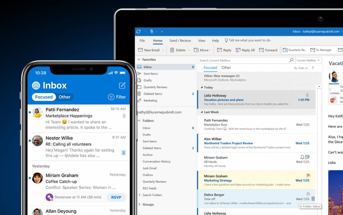 Microsoft Outlook screens.