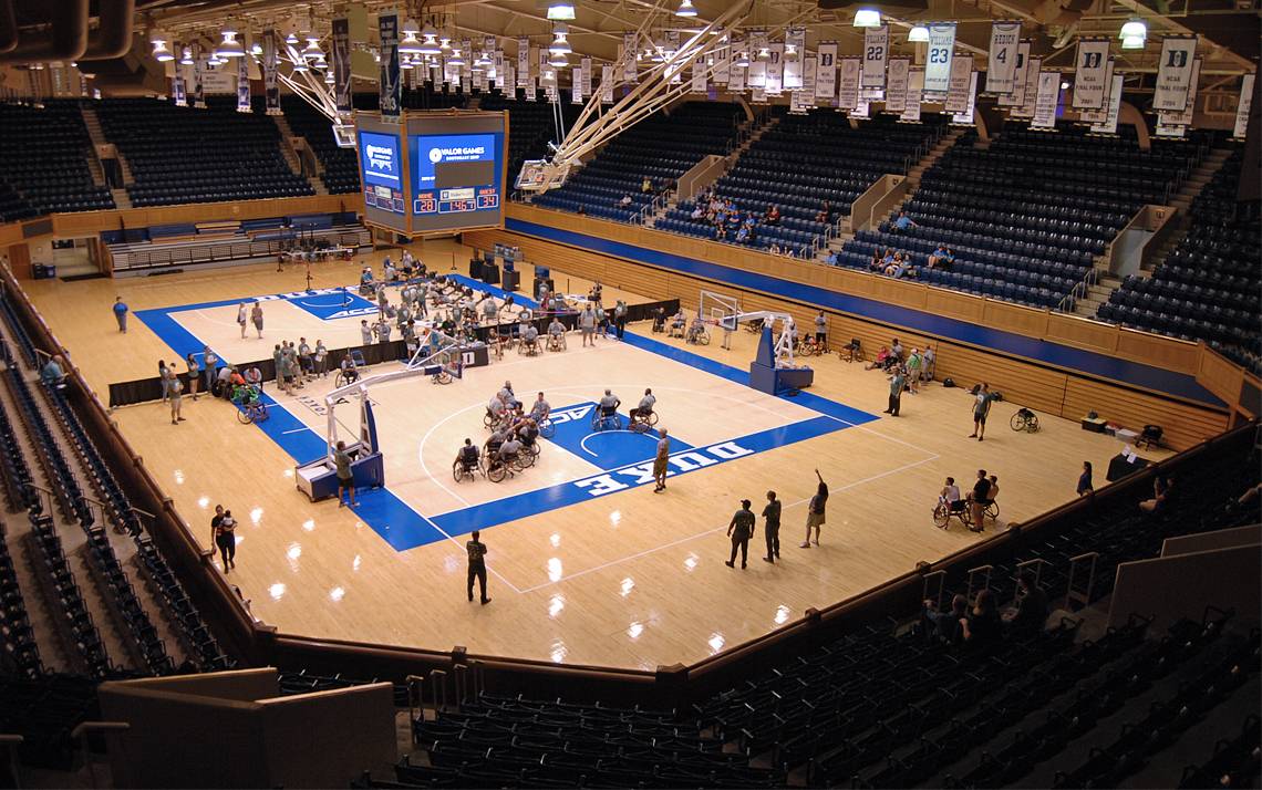 Valor Games Southeast brought wheelchair basketball and rowing competitions to Cameron Indoor Stadium on Wednesday. Photo by Stephen Schramm.