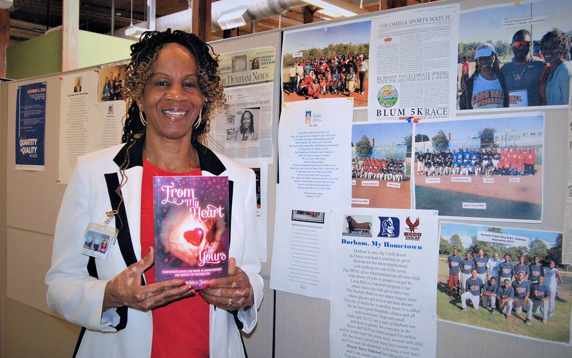 The Community Service Center's Pat James is both a published author and the organizer of a baseball league for Durham  youth.