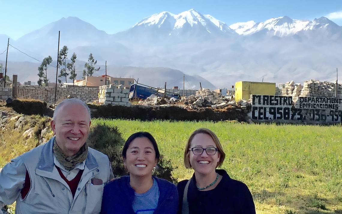 From left to right, Francis Lethem with the Duke Center for International Development, Allison Besch with the Nicholas School of the Environment and Elizabeth Shapiro-Garza with the Nicholas School traveled to Arequipa, Peru, in July of 2015.