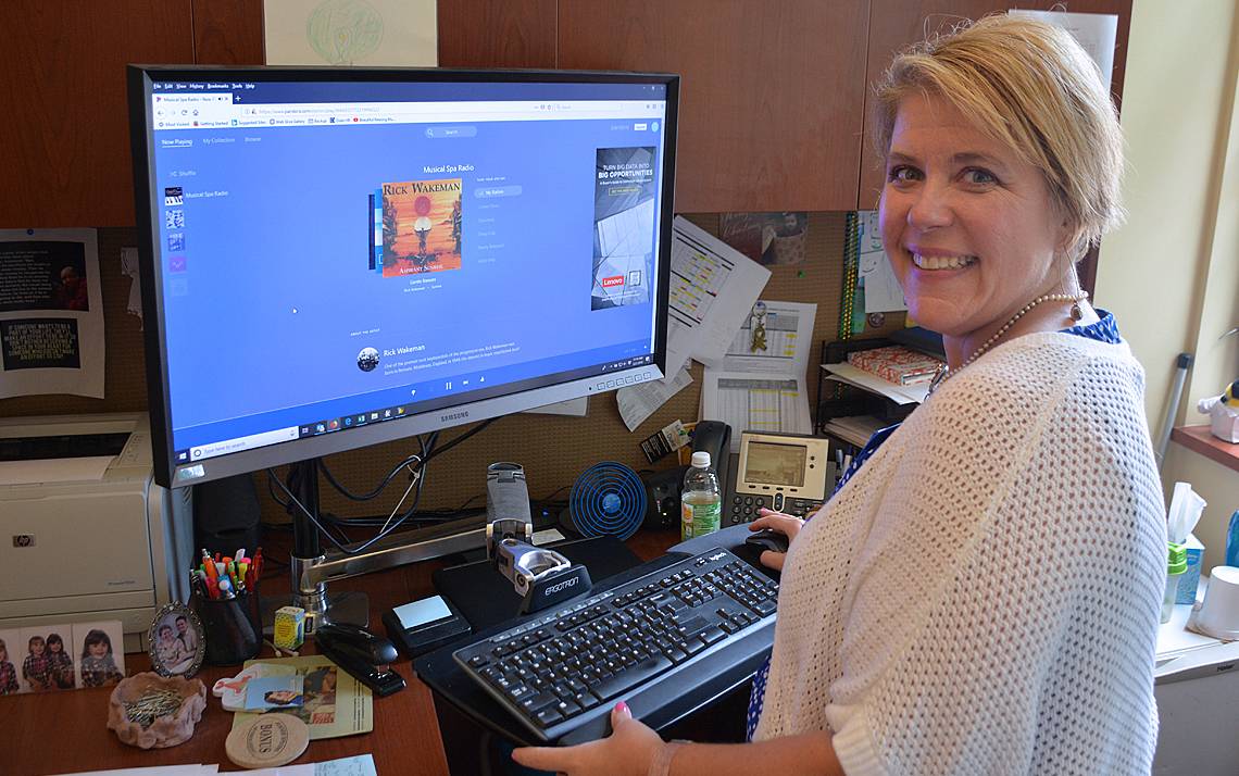 Jennifer Chamberlain listens to Pandora playlists like “Relaxation Radio” at work. Photo by Jonathan Black.