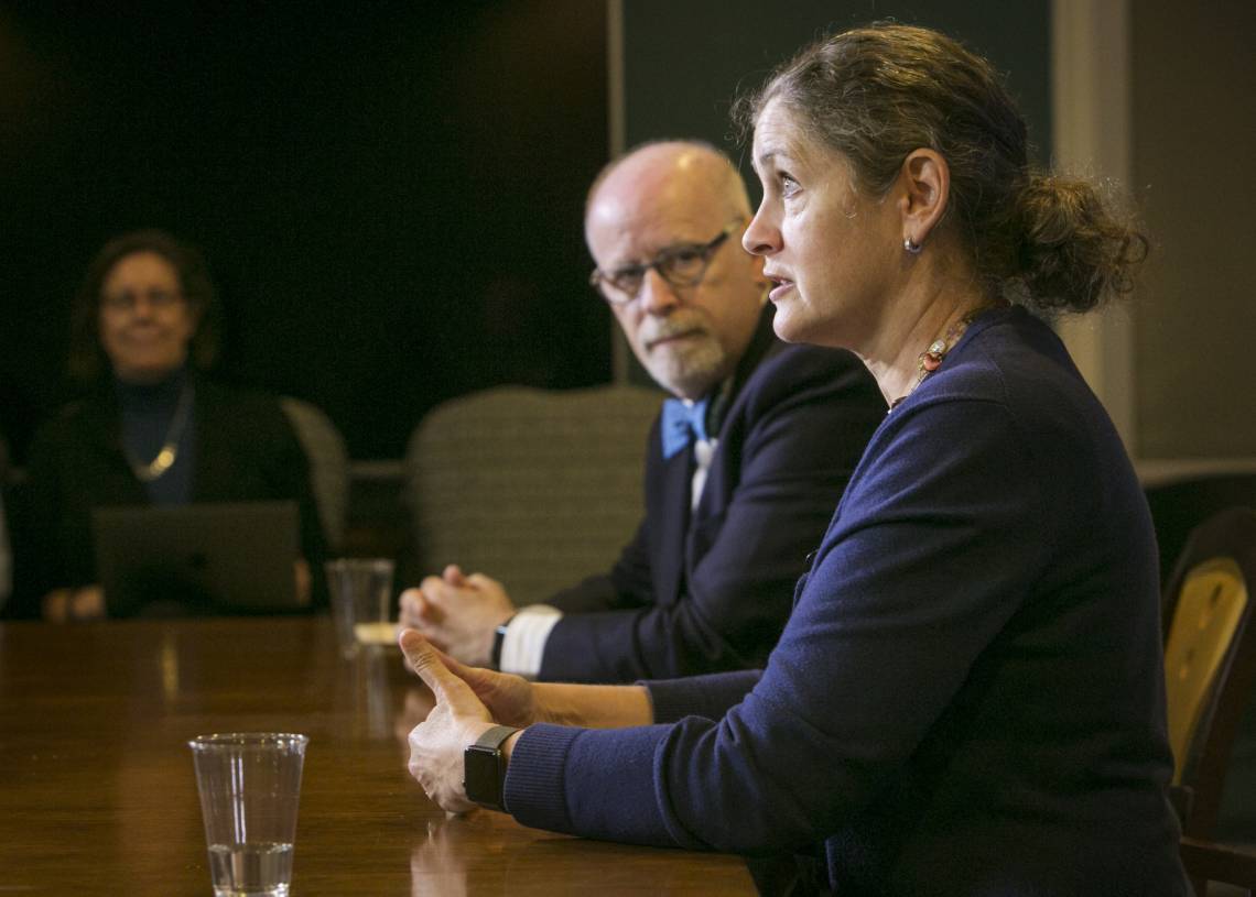 Duke financial aid director Alison Rabil, foreground, discusses the ins and outs of the financial aid process 