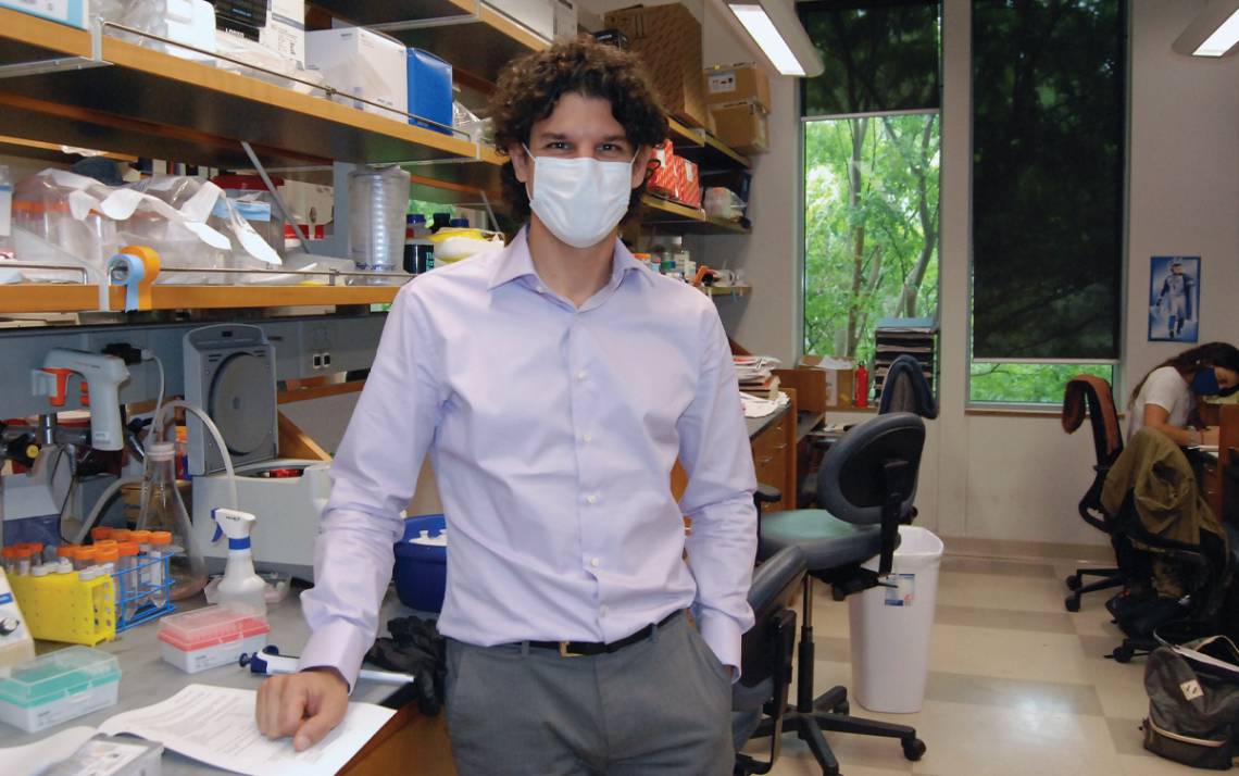 While in-person contact was limited during the pandemic, Assistant Professor of Biostatistics and Informatics Tim Reddy found ways to collaborate with colleagues. Photo by Stephen Schramm.