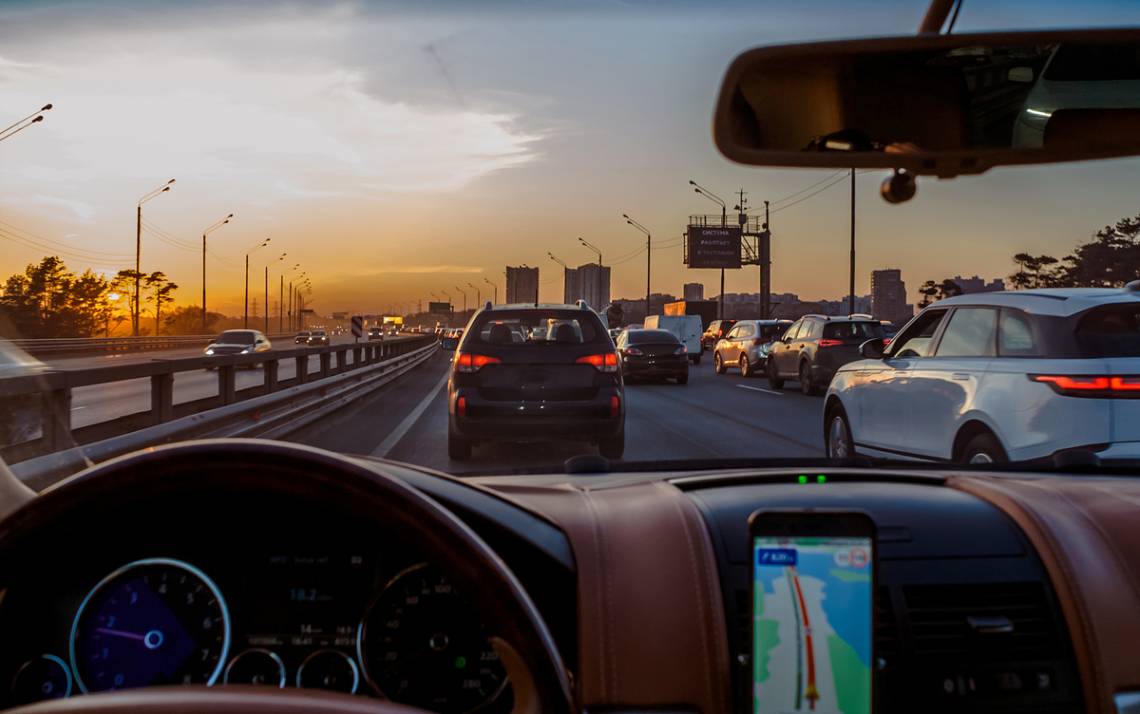 Cars at rush hour.
