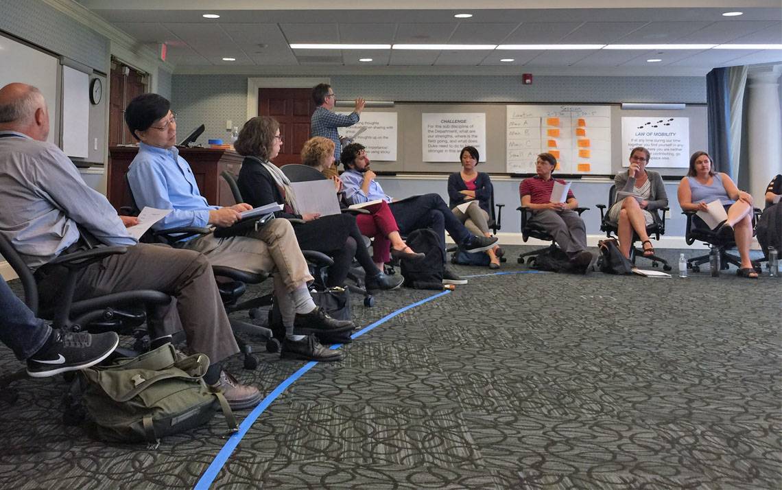 Faculty and staff of Duke's new Department of Population Health Science gather for their summer retreat.